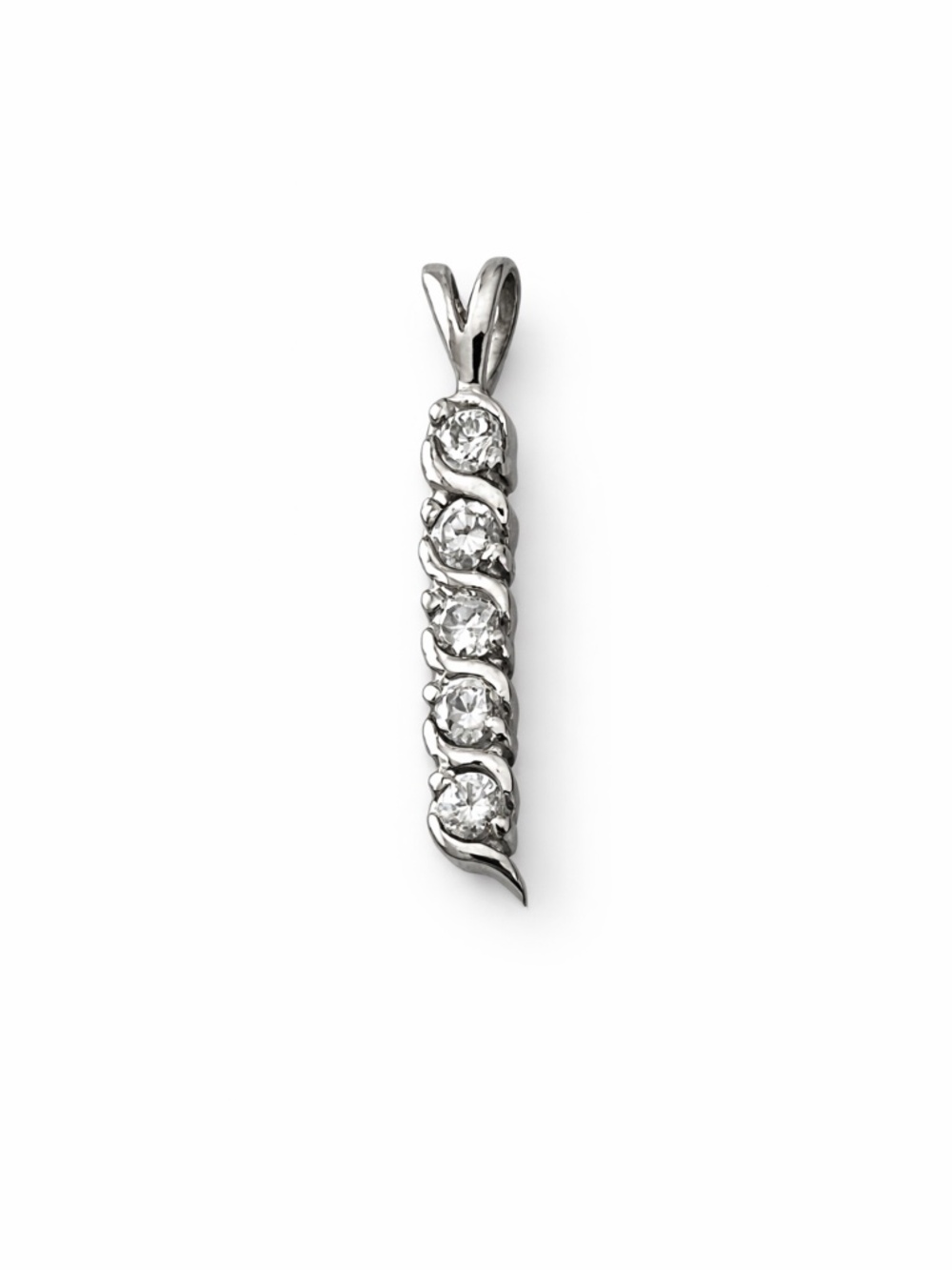 Elegant Sterling Silver Pendant with Cubic Zirconia Crystals